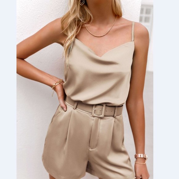 Sollinarry Adjustable Strap Cami and Belted Shorts Set - Picture 3 of 4